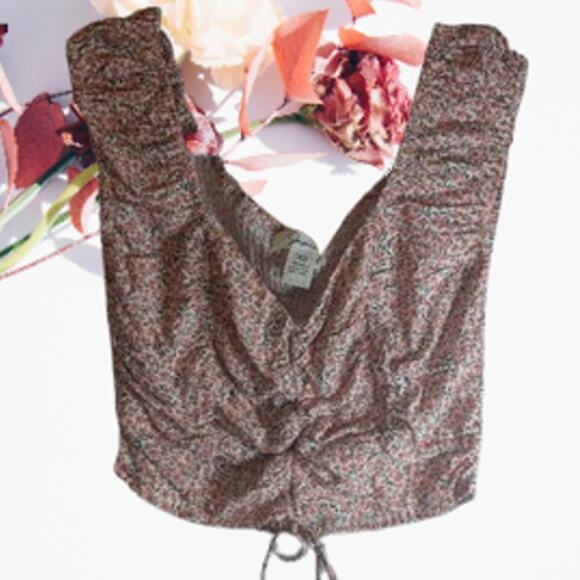 Japna XS sleeveless pink floral peasant crop top. Adorable NWOT spring top. - Picture 1 of 1